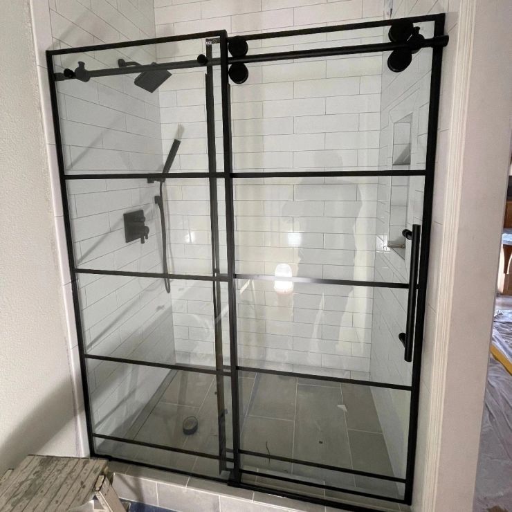 Black-Framed Glass Shower